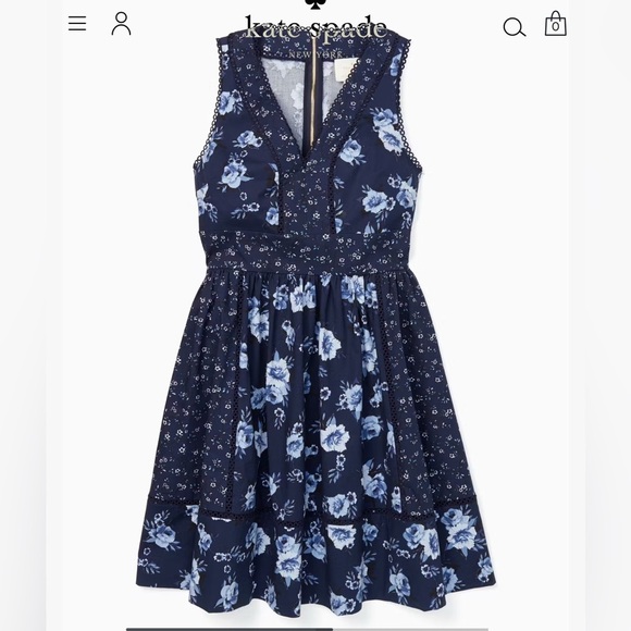 kate spade Dresses & Skirts - Kate Spade Navy Blue Floral Mini Dress size 4